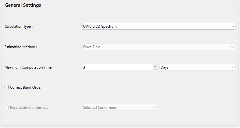 General Settings UV/Vis/CD