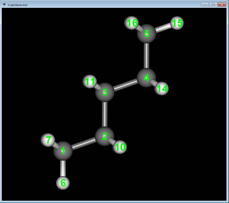 n-pentane with numbers
