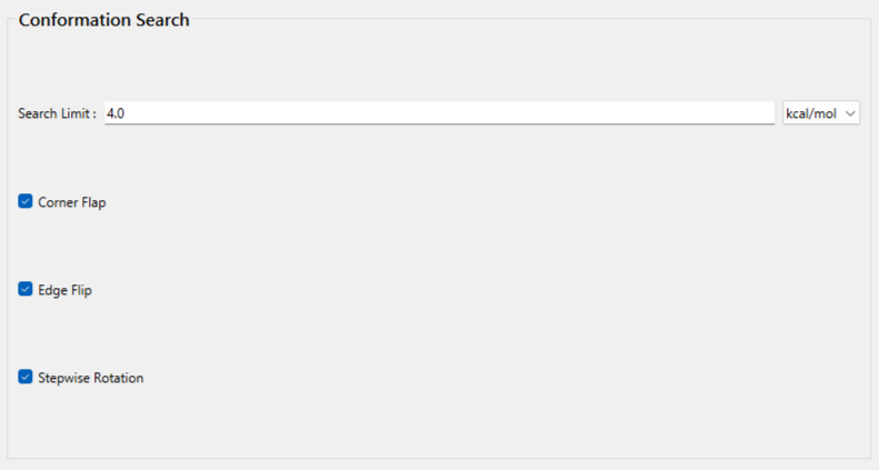 Conformation Search Dialog