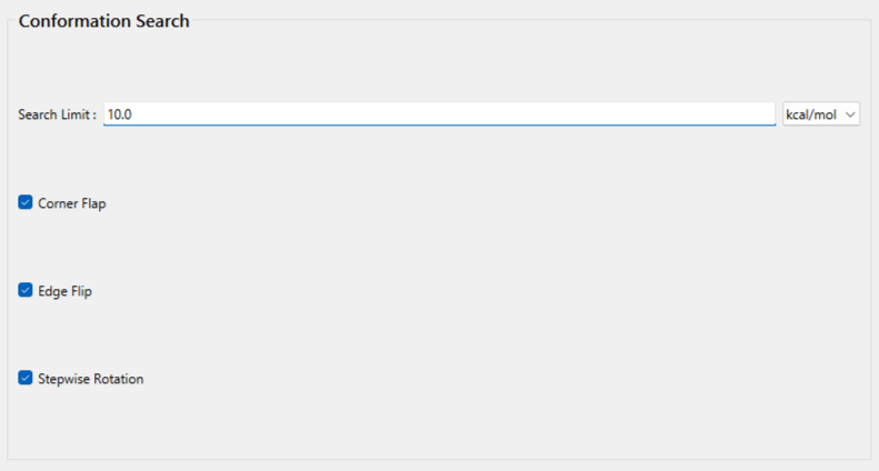 Conformation Search Dialog